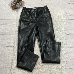 Aritzia Wilfred Rebel Vegan Leather Black Straight Leg High Waisted Pants
